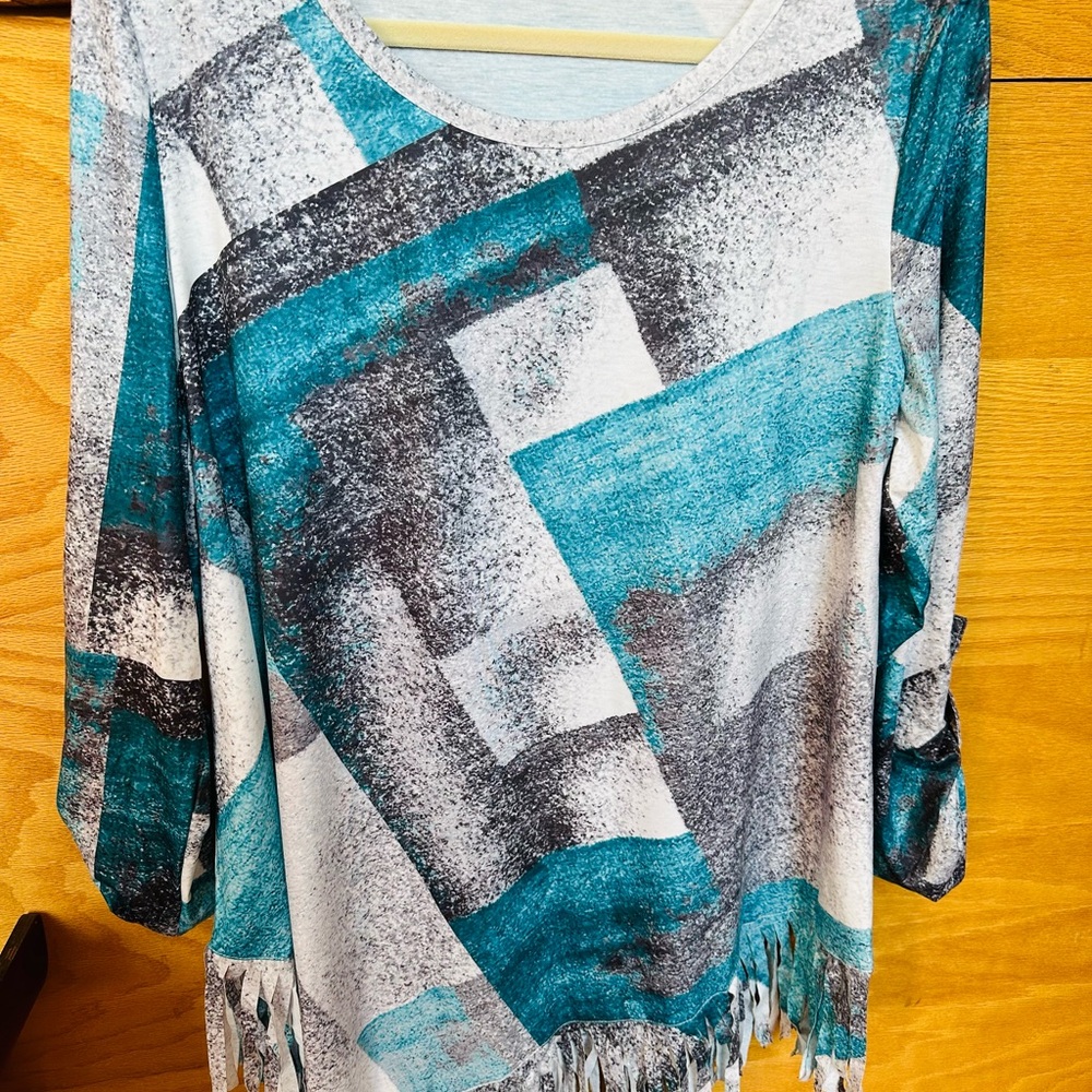 Chic Teal and Gray Modlily Women's Blouse